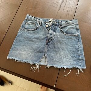 Forever 21 Blue Frayed Hem Mini Skirt